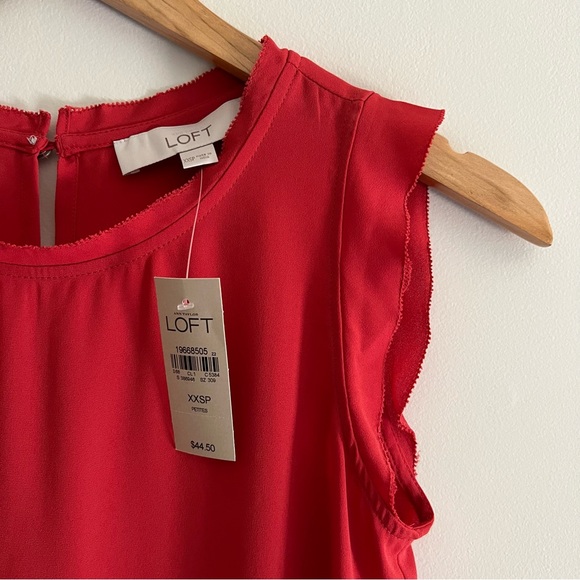 LOFT Flutter Sleeveless Blouse in Muted Red - Picture 2 of 4